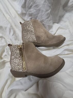 Fabkids Girls' Glitter Back Ankle Boots - Taupe
